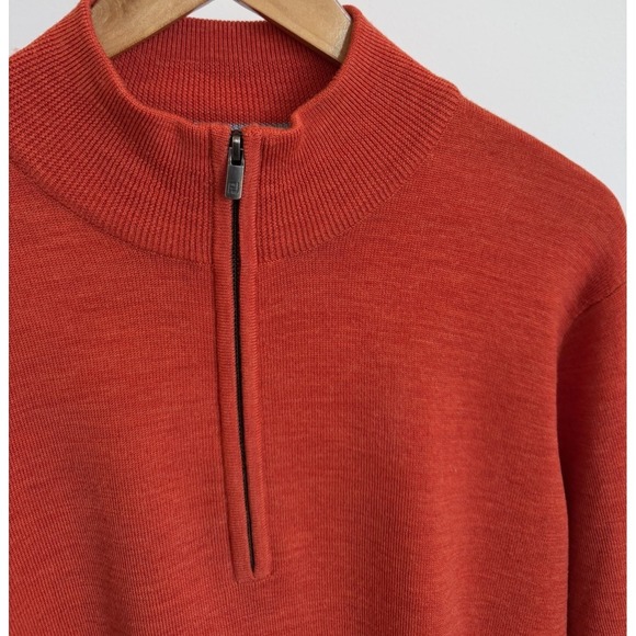 FootJoy 100% Wool Quarter Zip Pullover Sweater Orange Men's Large Spring Golf - Picture 4 of 8